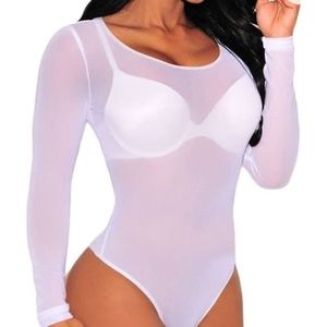White Mesh lace bodysuit